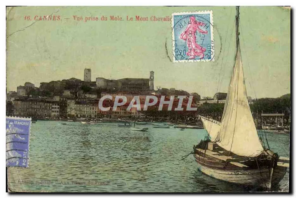 CANNES — Ansicht vom Môle. Der Mont Chevalier — Sonderausgabe 'Aux rames de France' von den Éditions Bernard, Nice - Vorderseite