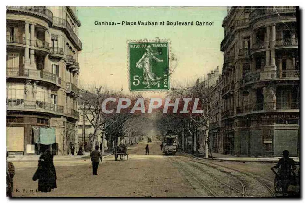 Cannes — Ansicht der Place Vauban und des Boulevard Carnot — E. P. et C. (Verlag) - Vorderseite
