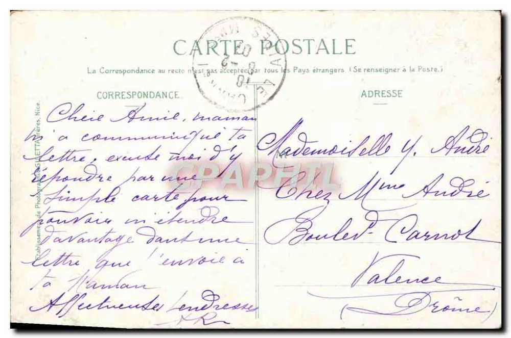 CANNES — Allée des Palmiers, die Croisette und das Casino — Edition Giletta, Foto Nice - Rückseite