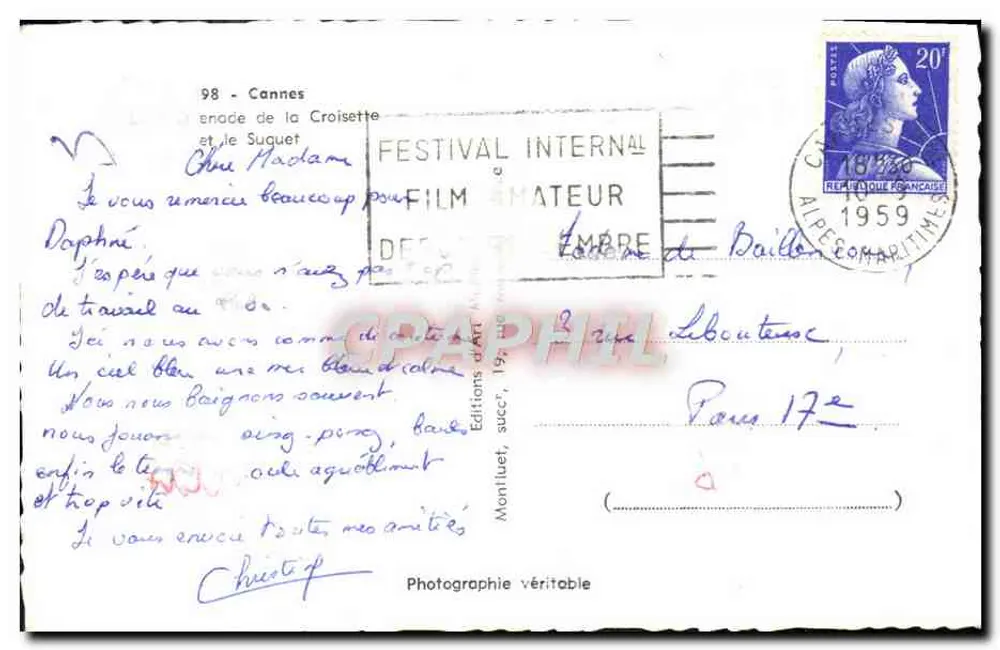 Cannes — Ansicht der Croisette — Munier - Rückseite