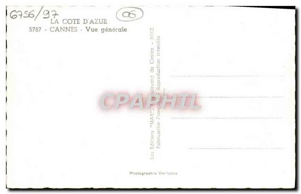 Cannes — Vista Geral — Edições "MARZ" - Verso