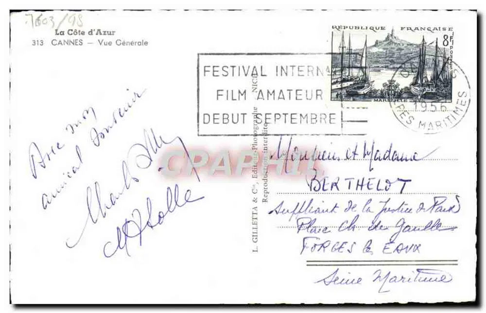 Cannes — Vista Geral — L. Gilletta & Cie, n°313 - Verso