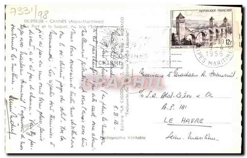 Die Storch — Hafen von Cannes — Éditions Véritable - Rückseite