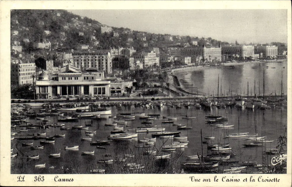 Cannes — Aussicht auf das Casino und die Croisette — LL 363 — Verlag: Les Belles Éditions Franco - Vorderseite