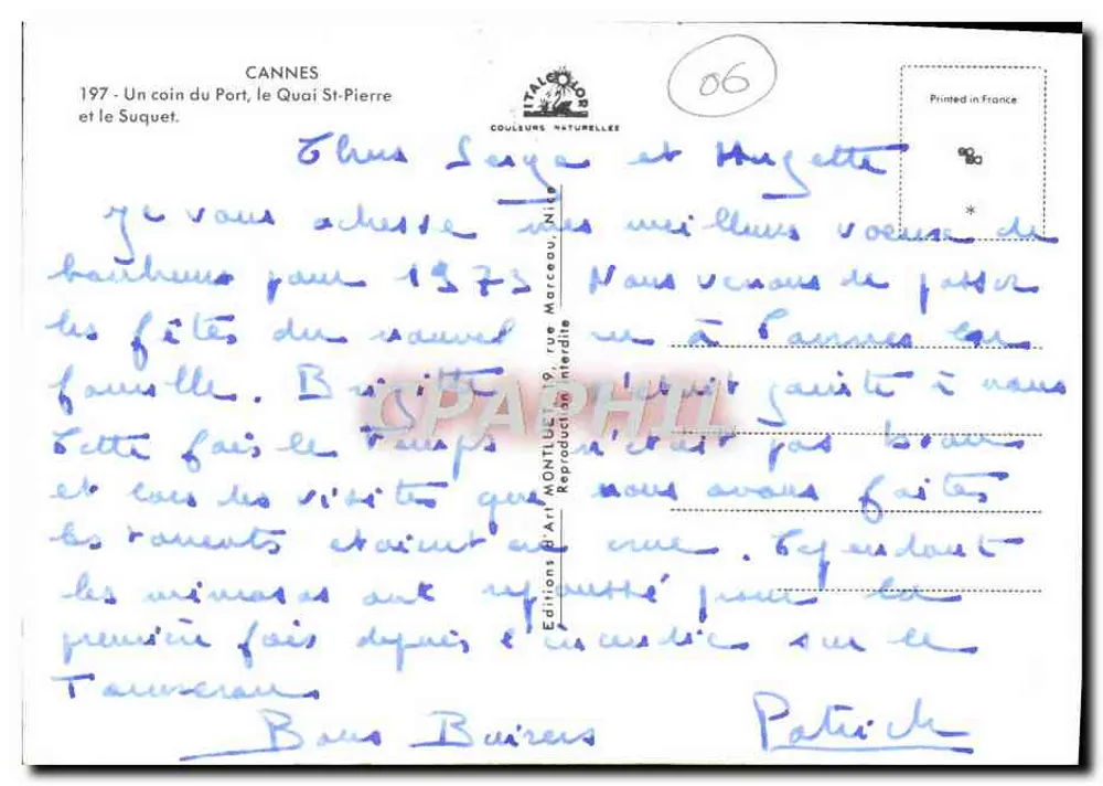Cannes - St. Pierre Quay und der Suquet — Éditions Art Montille, Nr. 06 - Rückseite