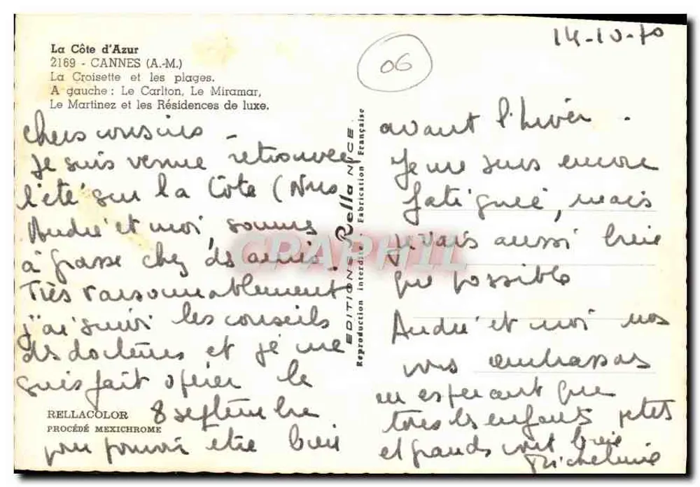 Cannes — A Croisette e as praias — Edições Rella - Verso