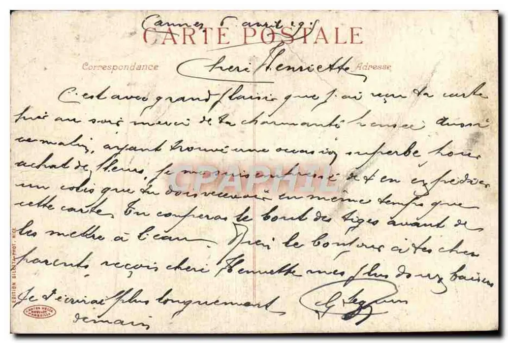 CANNES. A Praia e Montanha do Estérel — Edição Blet, n°408 - Verso