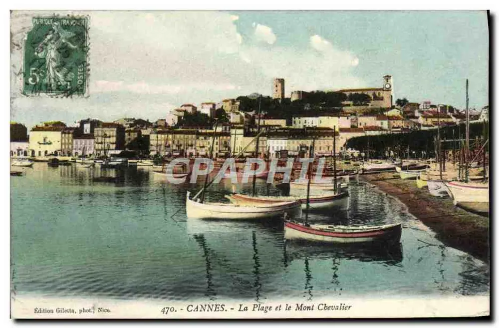 CANNES - Die Strände und der Mont Chevalier — Édition Giletta, phot. Nice, n° 470 - Vorderseite