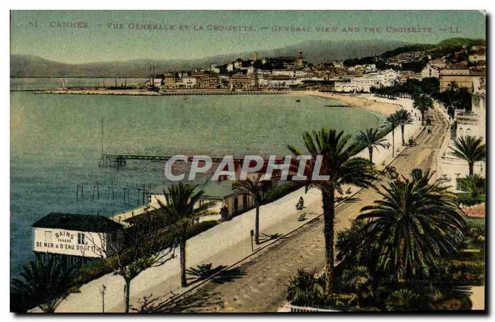 CANNES — Vista Geral e A Croisette — General View and The Croisette — Imp. Le Tellier, Paris - Frente