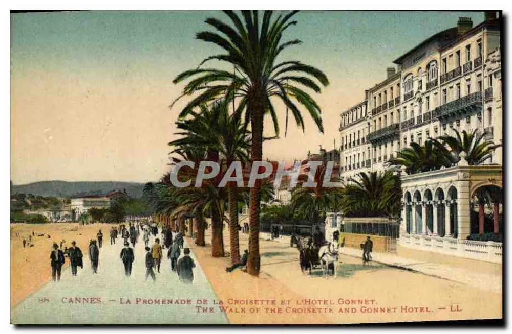 CANNES — Die Promenade de la Croisette und das Hotel Gonnet — LL - Vorderseite