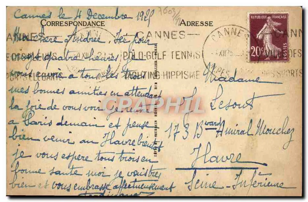Cannes — Ansicht aus den Villas von Kalifornien — LL, Nr. 138 - Rückseite
