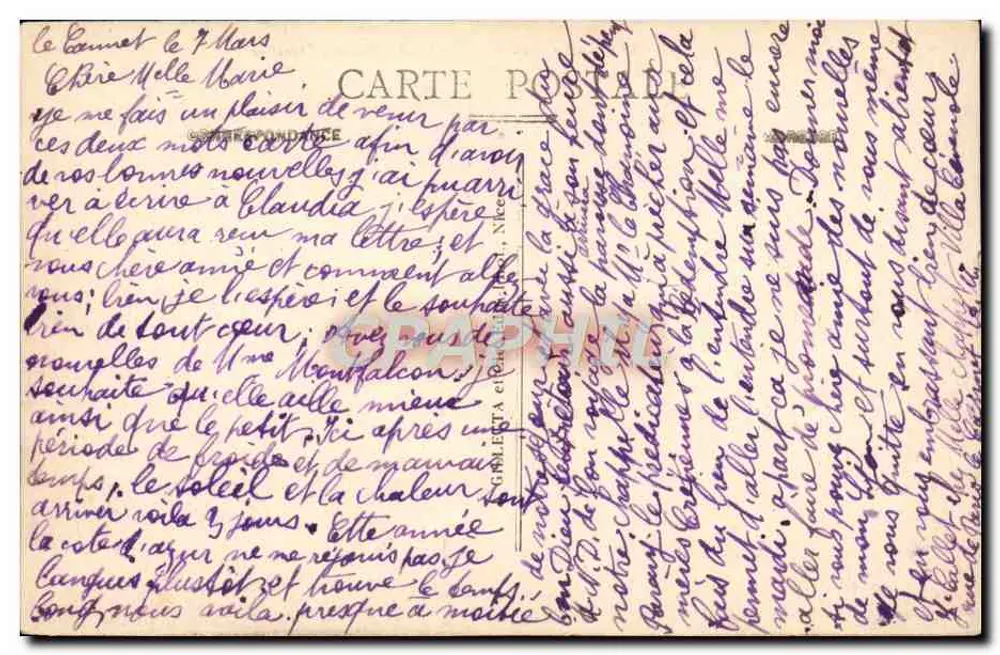 CANNES - Der Cours und das Casino vom Mont Chevalier — anonymer Verlag, n° 415 - Rückseite