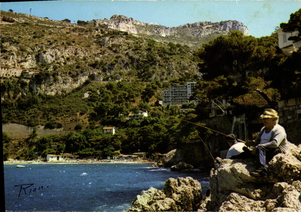 Cap d'Ail — Malai Beach — Fischer auf Felsen — Verlag Lyoncolor - Vorderseite