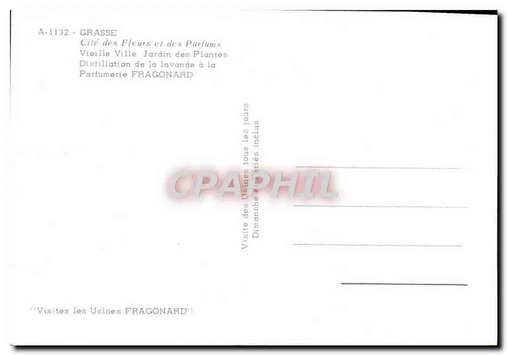 Grasse - 06 — Perfumaria Fragonard — editor desconhecido, n° A-1132 - Verso
