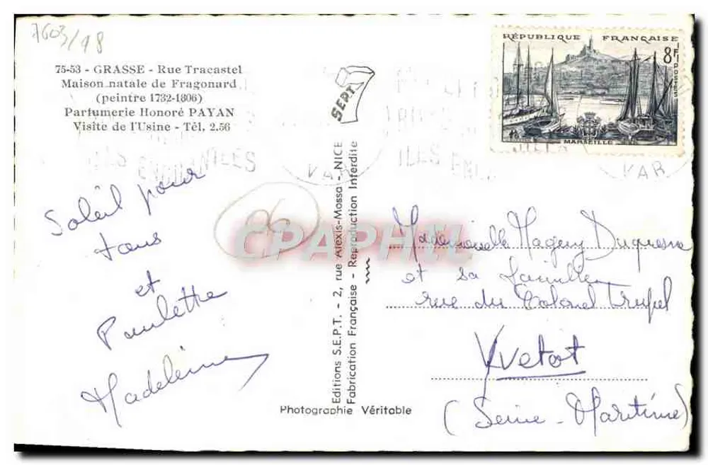 Pflastergasse unter einem Bogen — Grasse — Éditions S.E.P.T. - Rückseite