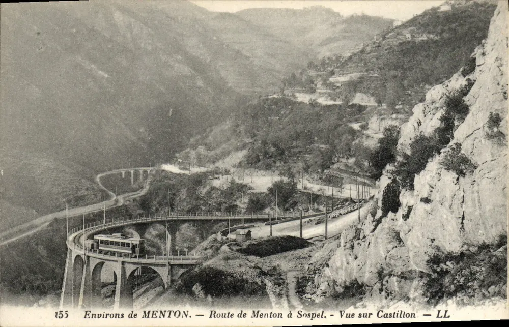 Um MENTON — Route von Menton nach Sospel — Ansicht von Castillon — LL - Vorderseite