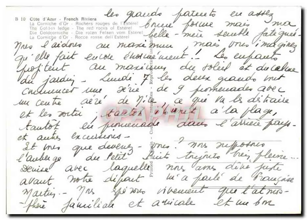 A Corniche d'Or - Rochas vermelhas de Estérel — Côte d'Azur - Verso