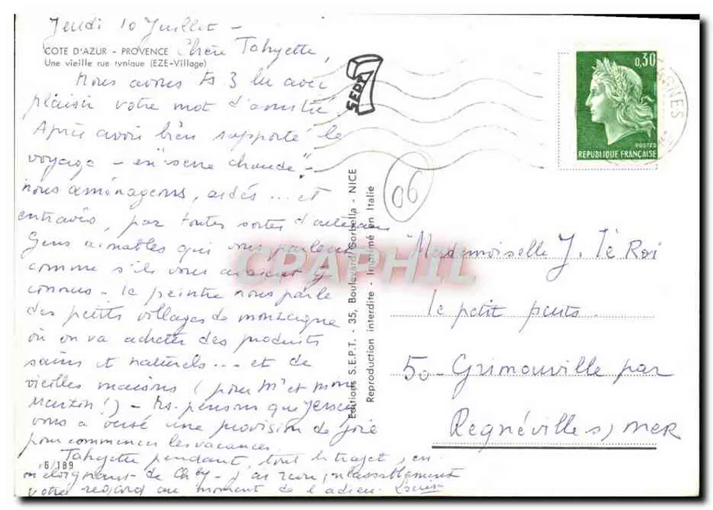 Eze - Village - Editor S.E.P.T. - N°6/189 - Verso