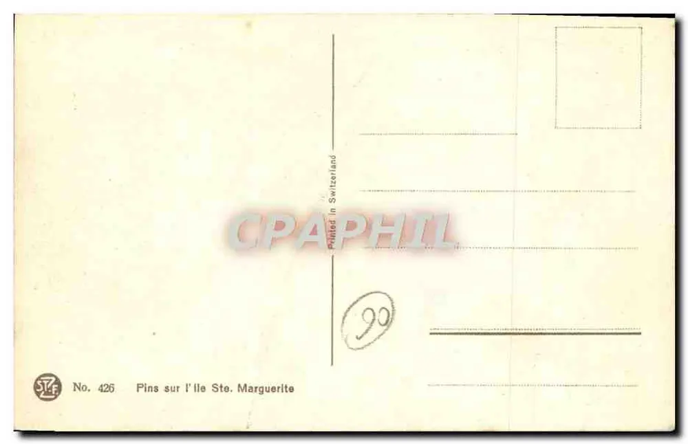 Pinheiros na ilha de Santa Margarida — Série STZF No. 426 — Impressa na Suíça - Verso
