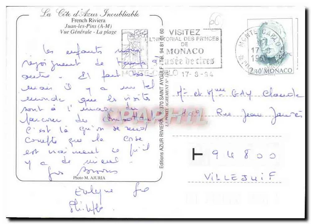 Juan-les-Pins — praia animada — Editions M. Ajuria - Verso