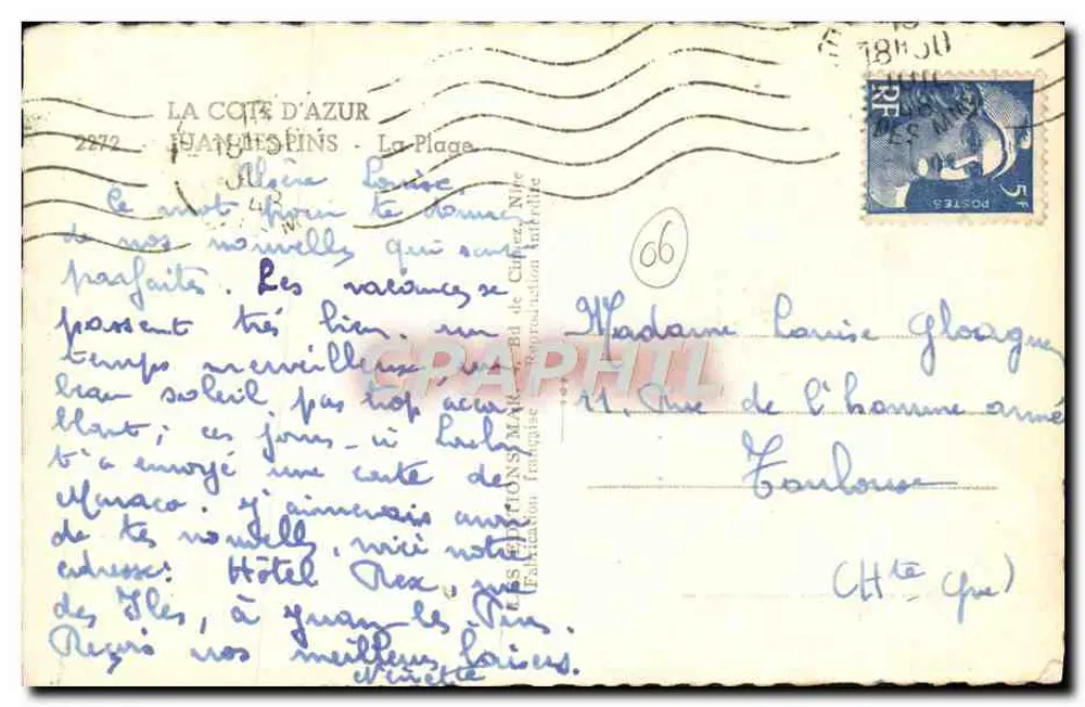 Praia de Cannes — vista animada — Les Éditions Maréchal, n° 06 - Verso