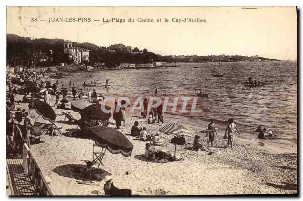 Juan-les-Pins — Ansicht der Casino-Strand und Cap-d'Antibes - Vorderseite