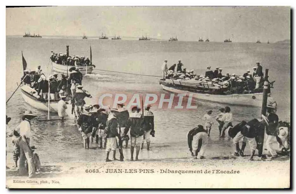 Juan-les-Pins — Landung der Flotte — Edition Gilletta, Foto., Nice, Nr. 6063 - Vorderseite