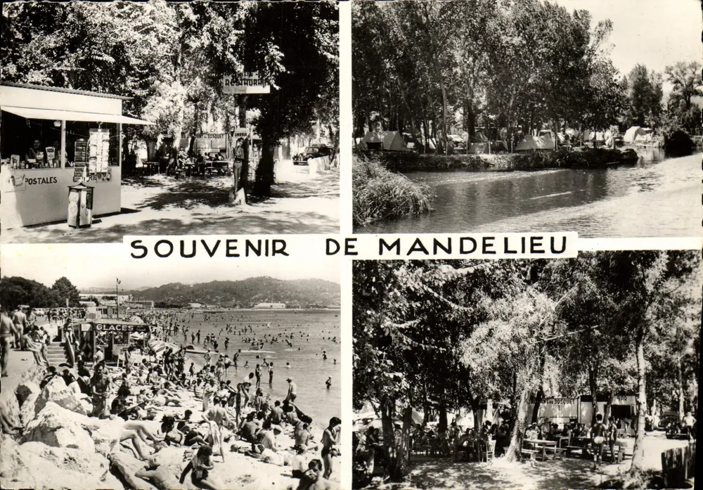 Mandelieu — vista do camping e da praia — Éditions Frédéy, Nice - Frente