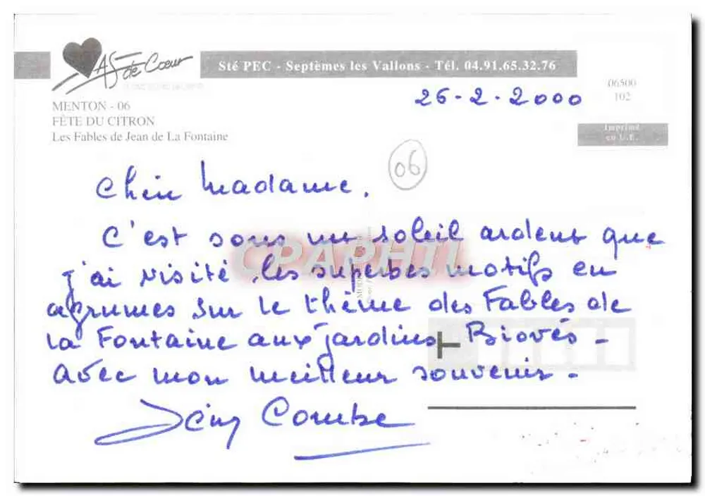 Zitronenfest in Menton — Zitronenskulpturen — Verlag AS de Cœur - Rückseite