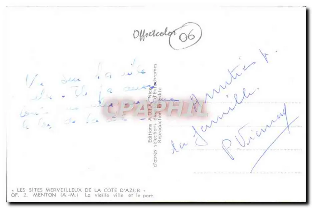 Menton — Die alte Stadt und der Hafen — Editions A.D.I.A. Nice, n° 06 - Rückseite