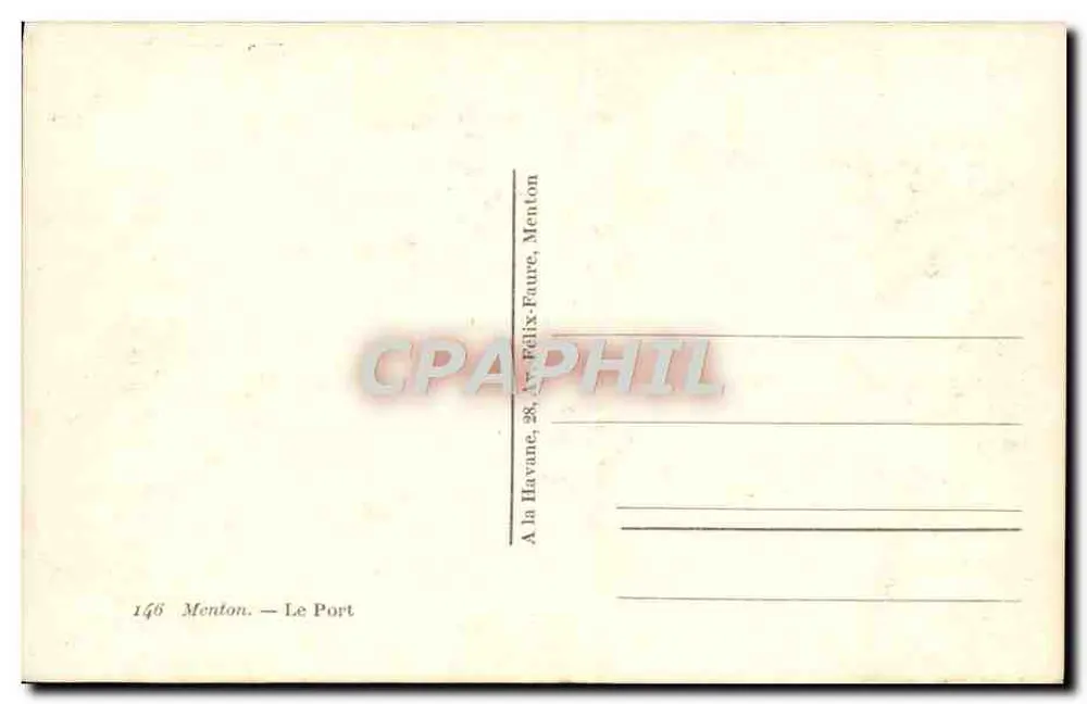 Menton — O Porto — Editor Félix-Faure, n° 146 - Verso