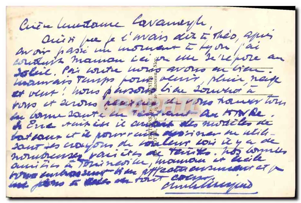 Menton - Vista Geral — carta postal n°72, editada por 'C. P. A. T. R. O. N' com logotipo coroado - Verso