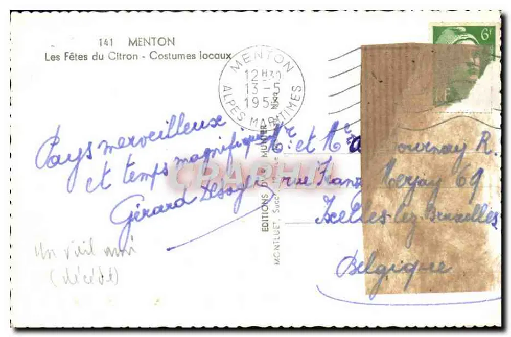 Zwei Frauen in lokalen Kleidern — Die Zitronenfestspiele in Menton — Éditions Montillet, Nr. 141 - Rückseite