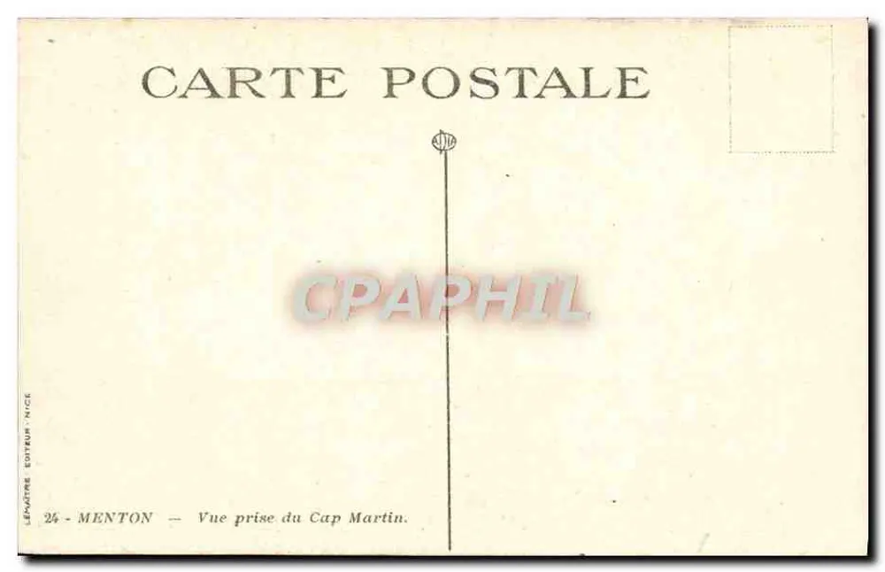 Menton — Vista presa dal Capo Martin — Editore Lématre, Nizza, n°24 - Verso