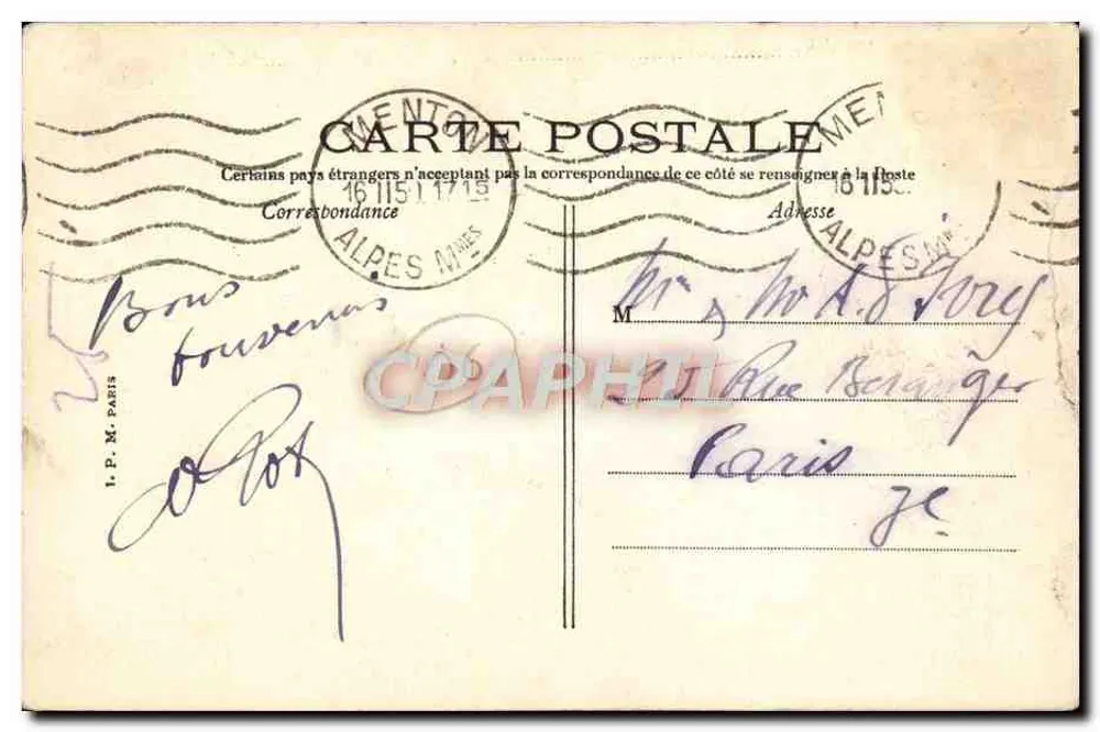Menton — O Salvator — Edit. Abel, Menton - Verso