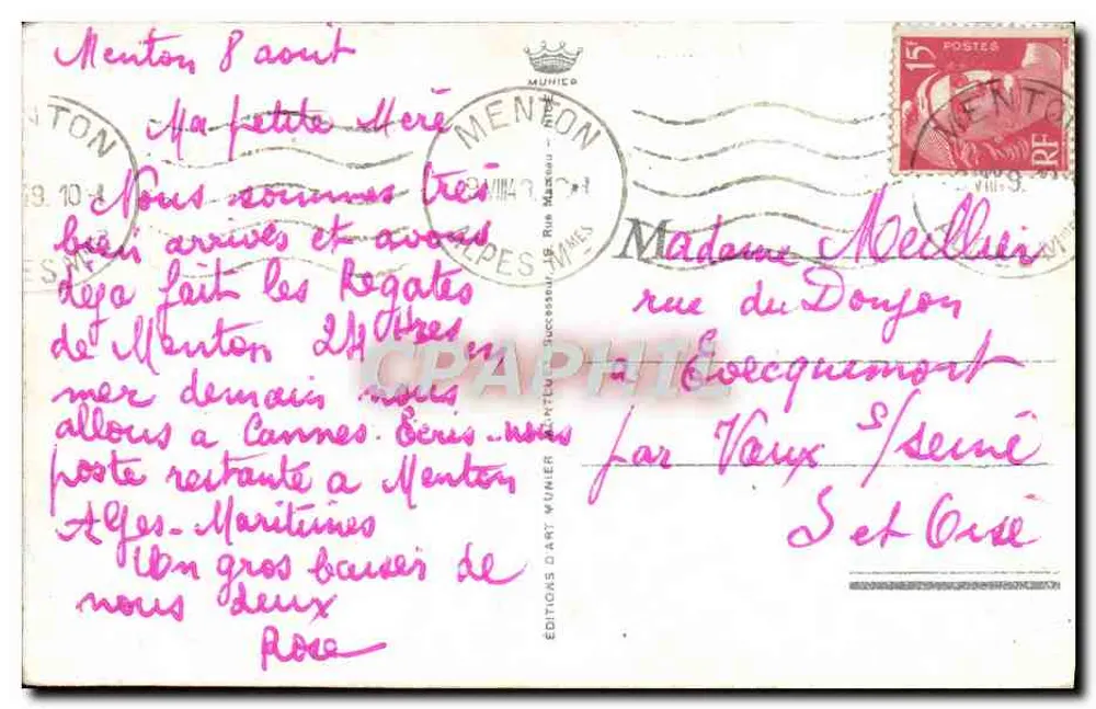 Grimaldi-Ventimiglia — Fronteira italiana — Menton (A.-M.) Panorama - Verso