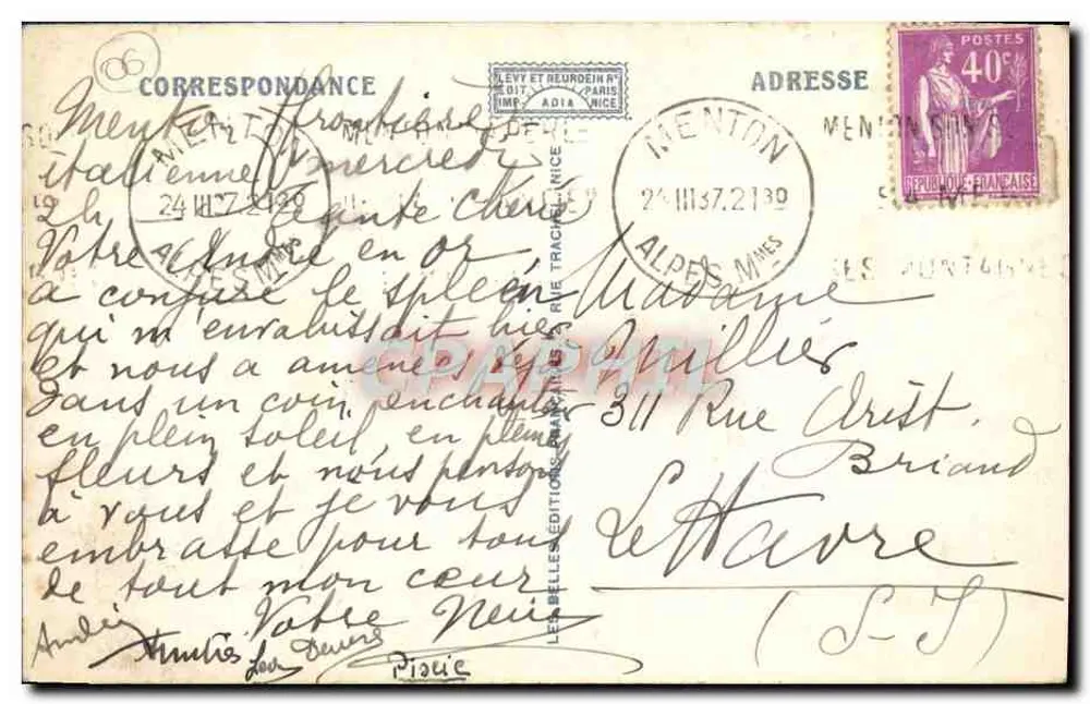 Menton — Avenue de la Frontière — Aldia, n°118 - Rückseite