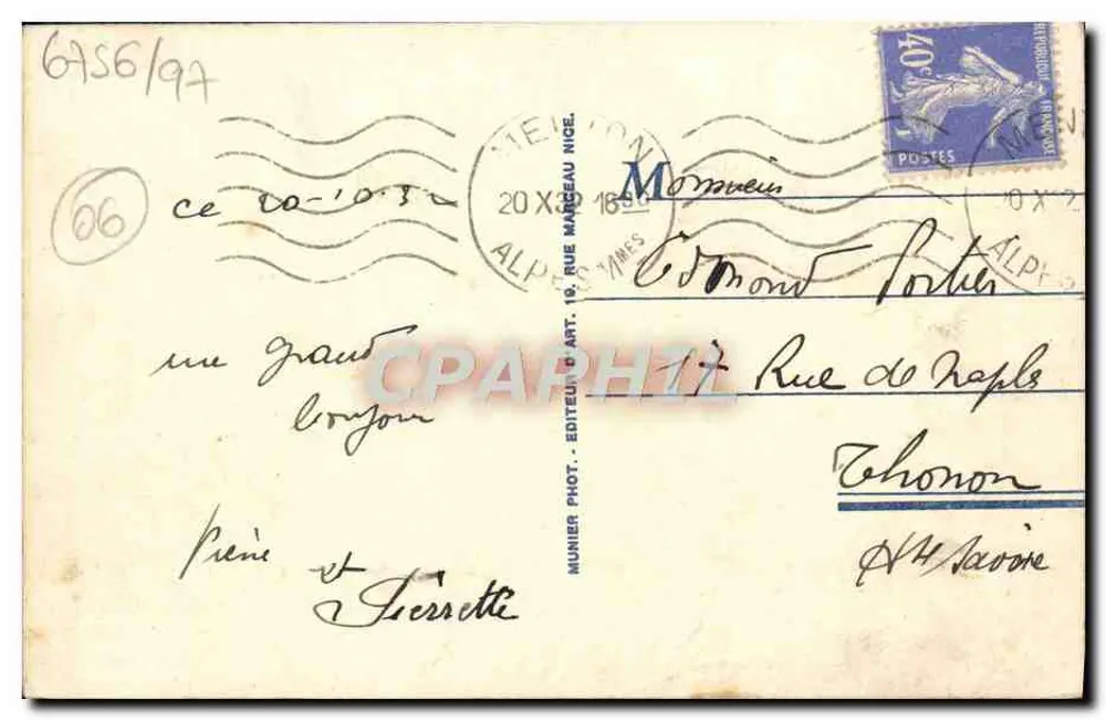 Menton — Der Hafen und das alte Städtchen. R. M. — n° 354 - Rückseite