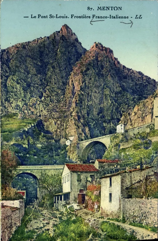 Der St-Louis-Brücke. Französisch-Italienische Grenze — Menton — LL - Vorderseite
