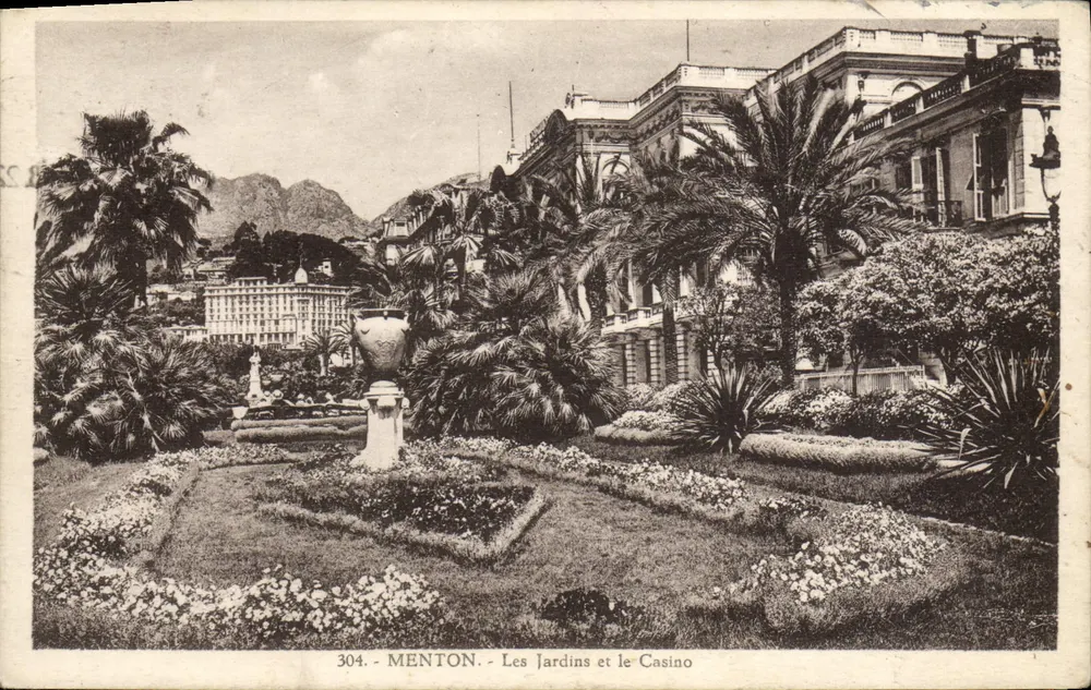 Menton. - Les Jardins et le Casino — Édition La Cigogne, Nr. 304 - Vorderseite