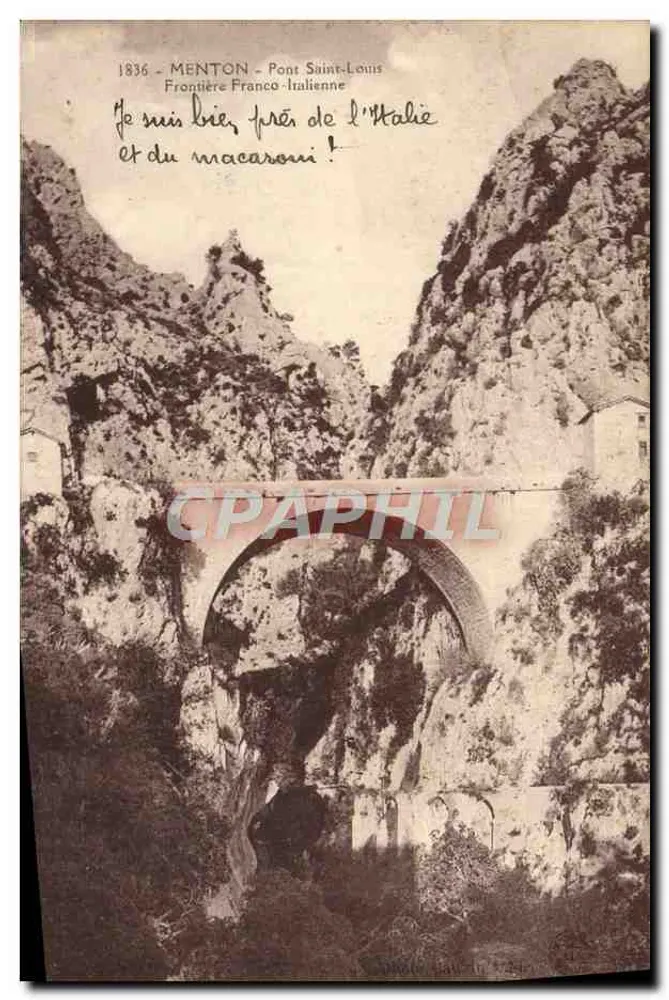 Menton - Brücke Saint-Louis — Grenze Frankreich-Italien — 1836 - Vorderseite
