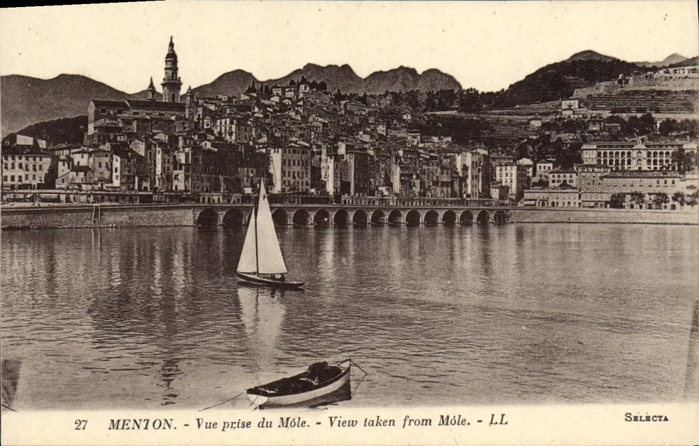 Menton — Vista tirada do Môle — Selecta, n°27 - Frente
