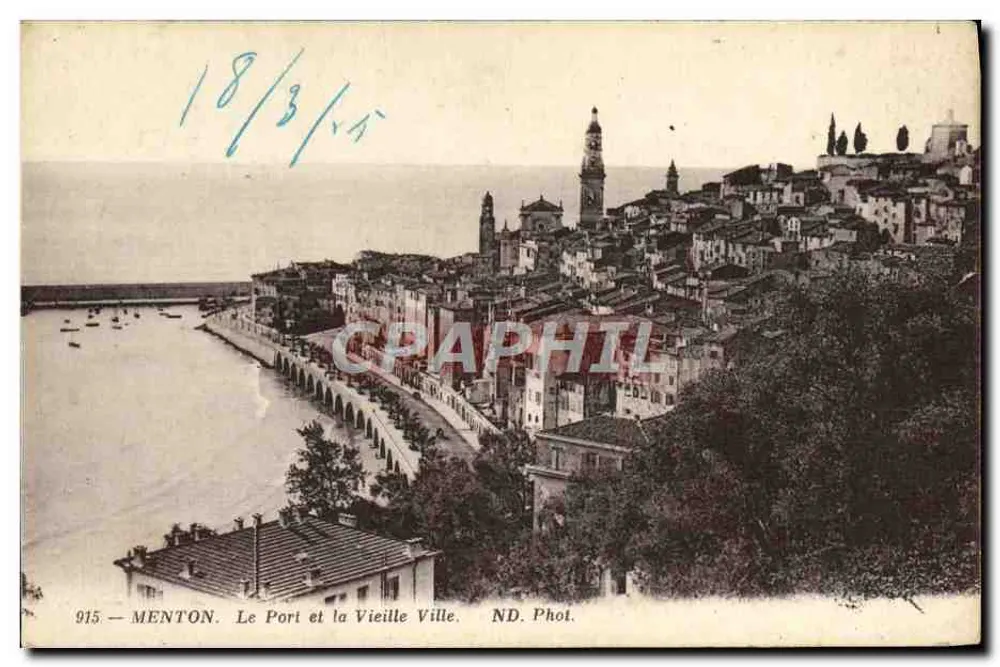 Menton — Der Hafen und die Altstadt — ND. Fot. - Vorderseite