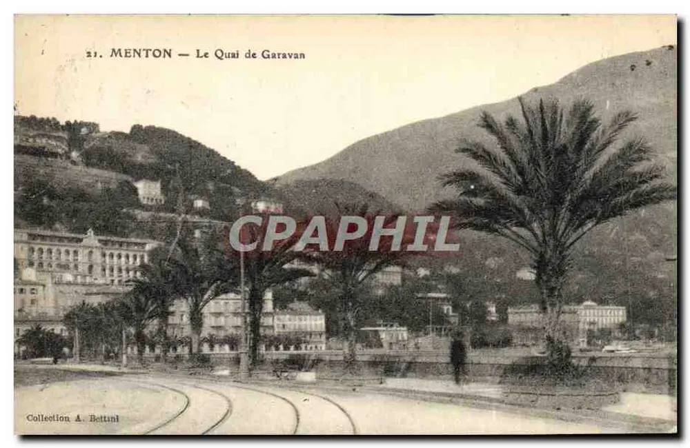 Menton — O Quai de Garavan — Coleção A. Bettini, n°21 - Frente
