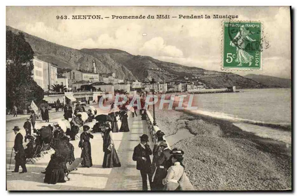 Menton — Promenade du Midi — Während der Musik — Verlag Giletta, n° 943 - Vorderseite