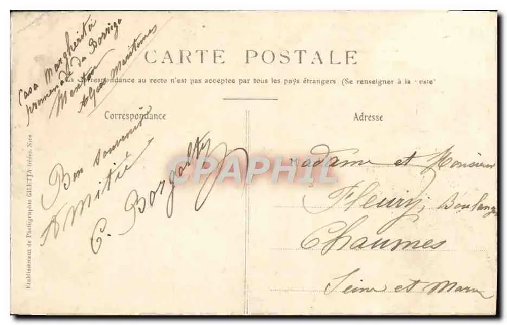 Menton - Musikkiosk und öffentlicher Garten — Künstlerische Sammlung, Nr. 944, Giletta-Ausgabe, Nice - Rückseite