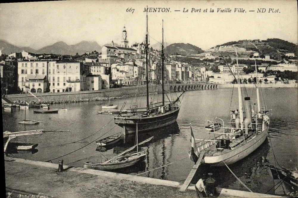 Menton — Der Hafen und die Altstadt — ND Plot. - Vorderseite