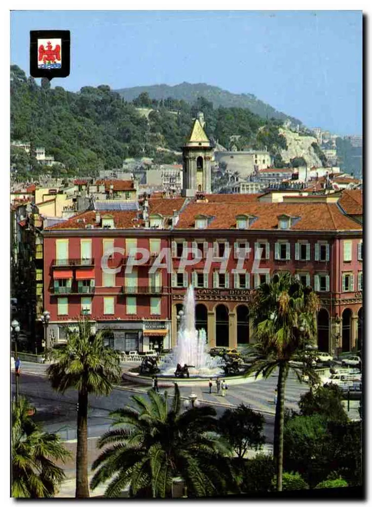 Nizza — Teilansicht der Place Masséna mit dem Schloss im Hintergrund — Editions d'Art Altaï - Vorderseite