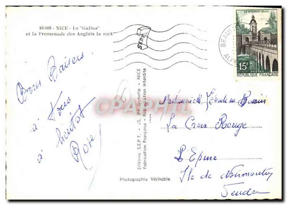 Nice - Le "Gallus" et la Promenade des Anglais la nuit — Éditions S.E.P.T. - 16-308 - Rückseite