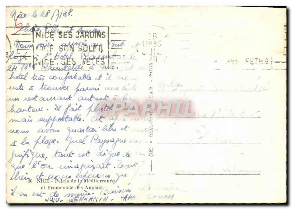 Nice - Palais de la Méditerranée — Promenade des Anglais — Verlag C.A.P. Nr. (48) - Rückseite